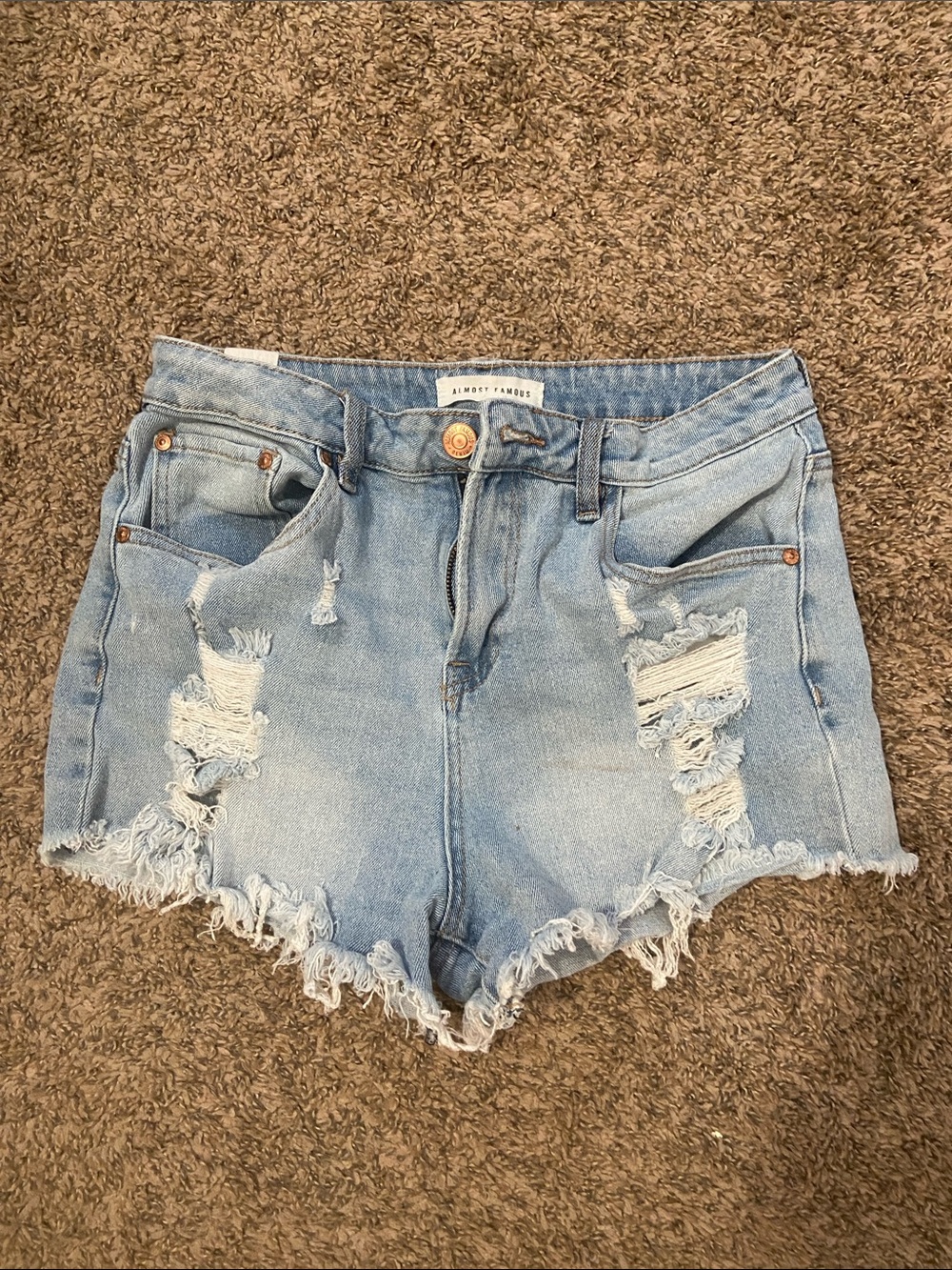 🇺🇸 ☀️ Almost Famous Distressed Light Blue Denim Cutoff Shorts